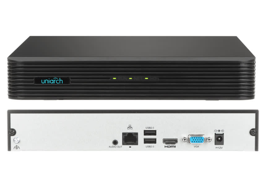 NVR-116E2 NVR 16CH SIN POE 4K 1HDD MAX 6TB 10/100Mbps H.256+ HDMI Y VGA Simultáneos,12V, UNIARCH2