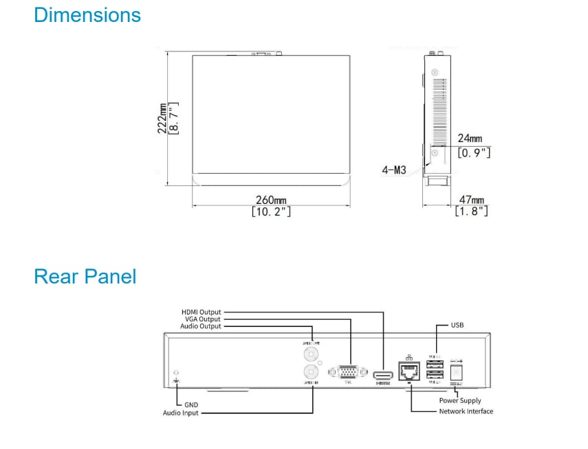 NVR301-08B-IQ NVR 8CH 12MP SIN POE 1HDD SIP Y UMD MAX10TB H.265+ ONVIF Smart Intrusion Prevention UÑV5