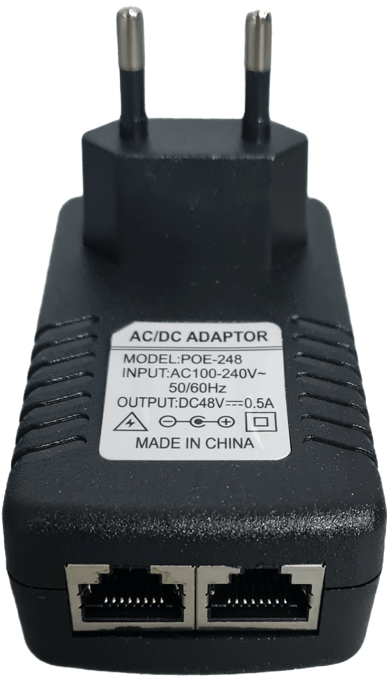 ADAPTADOR POE POE-248 ,1 PUERTO POE ,1000BASE-T,24W,AC/DC IN AC100~240V,OUT 48V~0.5A,50/60Hz. 0