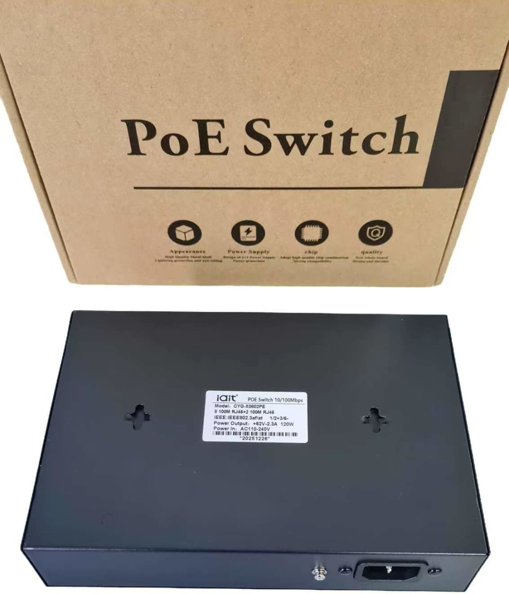 POE208-100MB SWITCH POE 2UPLINK+8POE 10/100Mbps,DC52V-120W,AC100-240V , 2GbpsOFERTA4