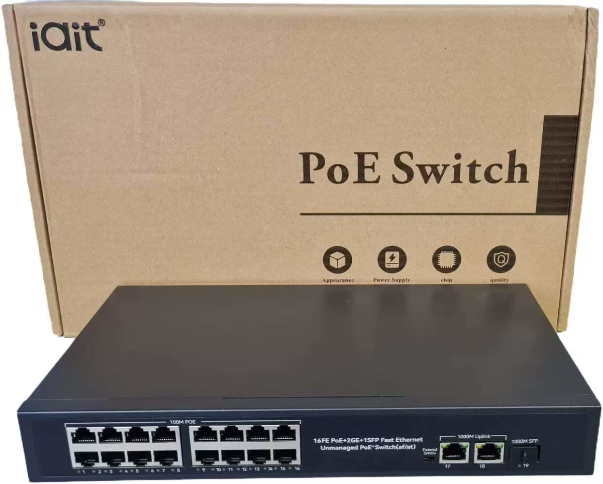 POE216-1000MB SWITCH POE 200W 16POE+2UPLINK+1SFP 10~100Mbps+2*1000Mbps+1*GX,DC52V3.8A 9.2Gbps OFERTA 0