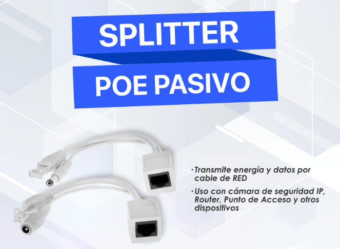 INYECTOR SIMPLE RJ45 POE PAR 8MP CON DC CORRIENTE BLANCO/NEGRO3