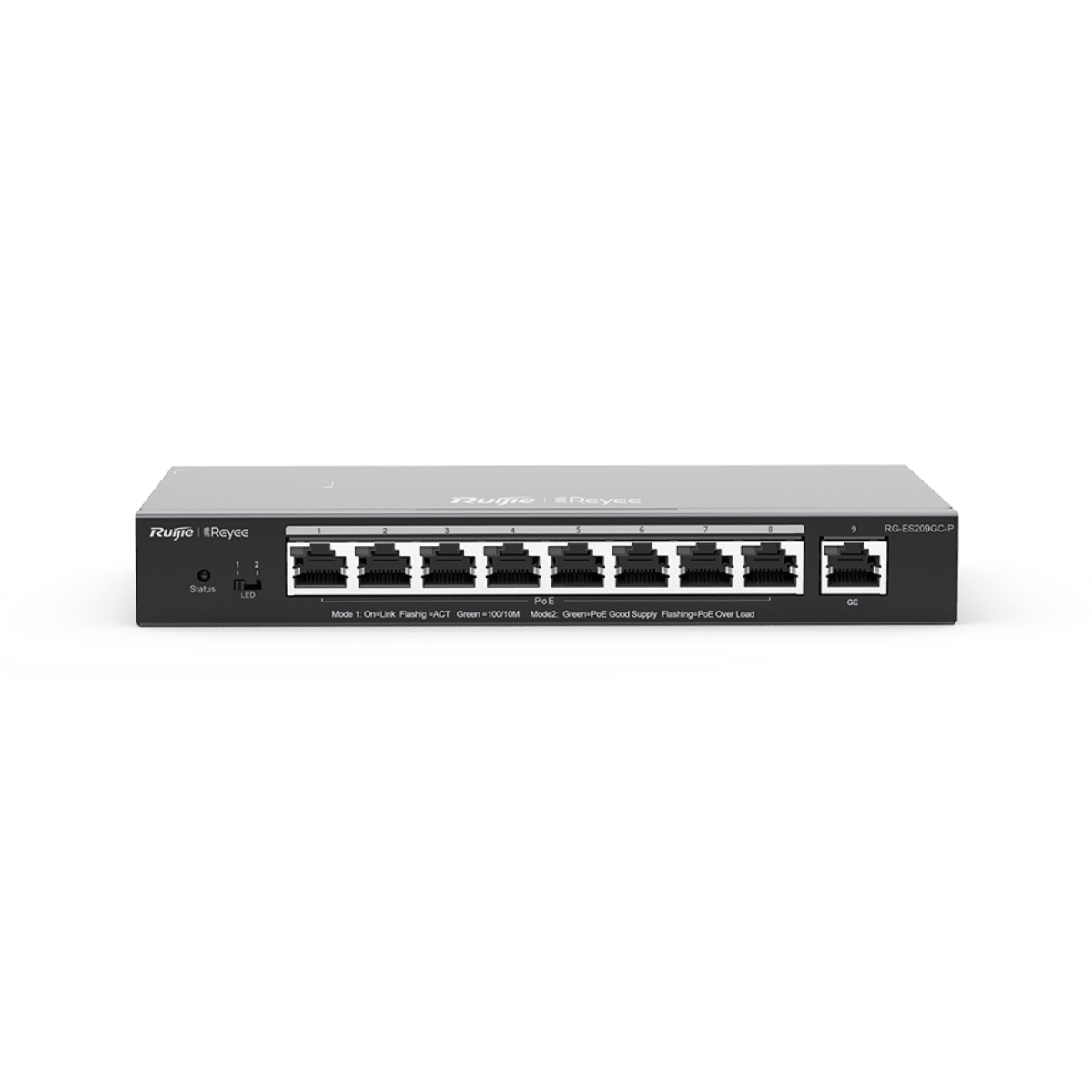 RG-ES209GC-P Switch POE NUBE Gigabit 9 Puertos , 8 puertos PoE/POE 1000Mbps + 1 GE 120W Ruijie2