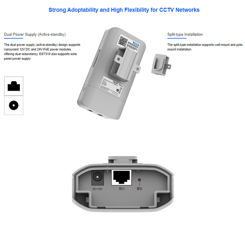 RG-EST310-V2  ANTENAS PAR 1KM POE INALAMBRICO 802.11AC DE DOBLE FLUJO Y BANDA UNICA  5GHz  RUIJIE-Reyee7