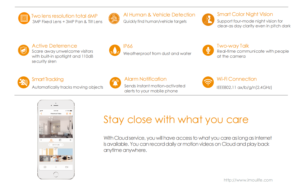 CAMARA IP IMOU PT 3MP+3MP 3.6mm Full Color LED 30MT SISTEMA IMOUSENSE Cruiser Dual MAX 5126