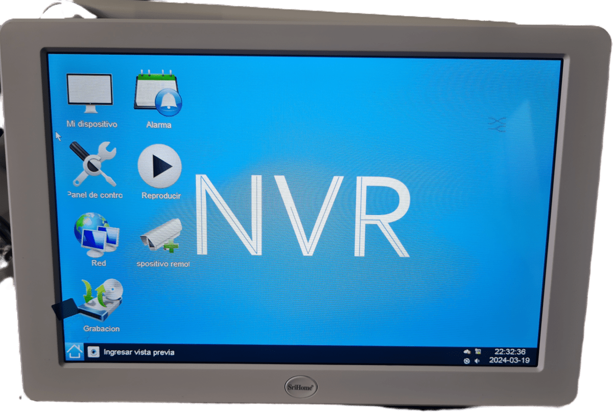 KIT WIFI 4 CAMARAS NVR+MONITOR SIN TOUCH 8CH 2MP 2.8MM AUDIO BIDIRECCIONAL FULLCOLOR APP:SRIHOME5