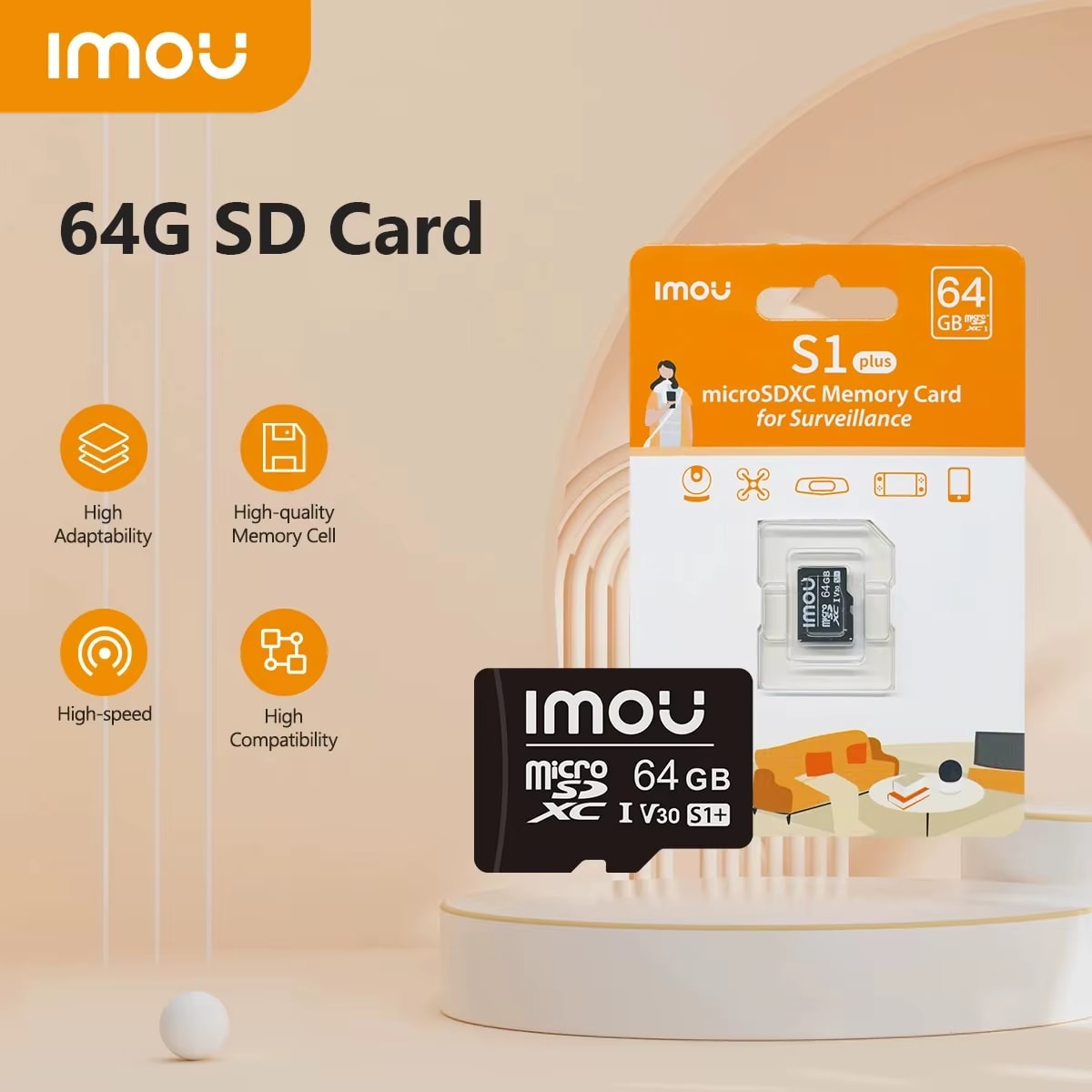 ST2-64-S1-IMOU 64 GB TARJETA MEMORIA Micro SD Card Class 10, U3, V30 IMOU3