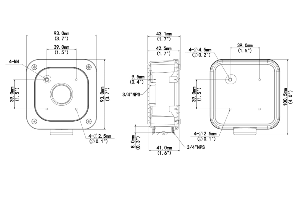TR-JB05-A-IN Soporte Cuadrado Metal 93.0mm*100.5mm*43.1mm 0.2kg, Para Instalacion,UÑV6