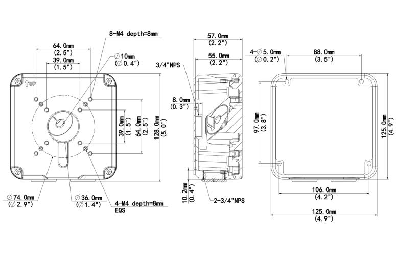 TR-JB07-D-IN SOPORTE Cuadrado 125*125*55mm PARA CAMARAS 0.75kg METAL ,UÑV6