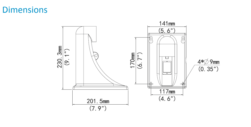 TR-WE45-IN SOPORTE PARA PTZ 230.3*141*201.5mm 0.79KG METAL ,UÑV4