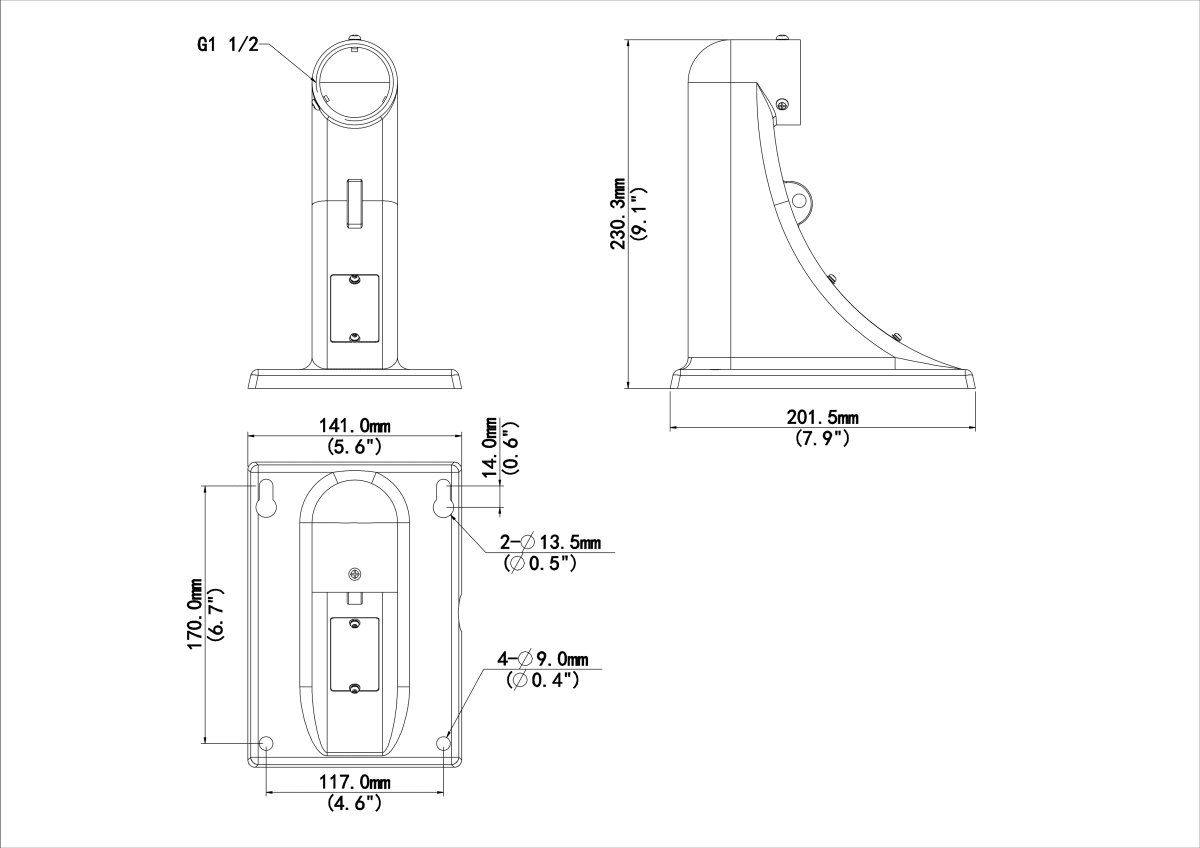 TR-WE45-IN SOPORTE PARA PTZ 230.3*141*201.5mm 0.79KG METAL ,UÑV3