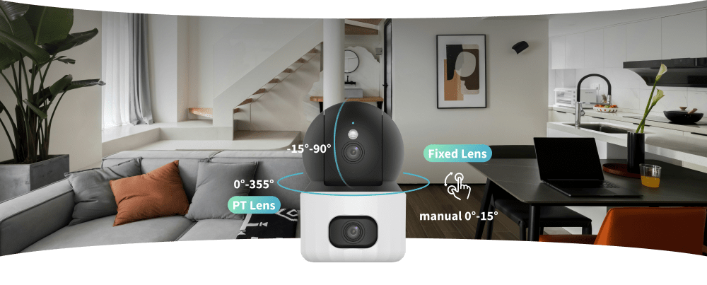 UHO-S3S-M33D CAMARA WIFI PT 3MP+3MP Doble Lentes 2.8MM IR10MT ALARMA AUDIO BIDIRECIONAL 512G UNIARCH6