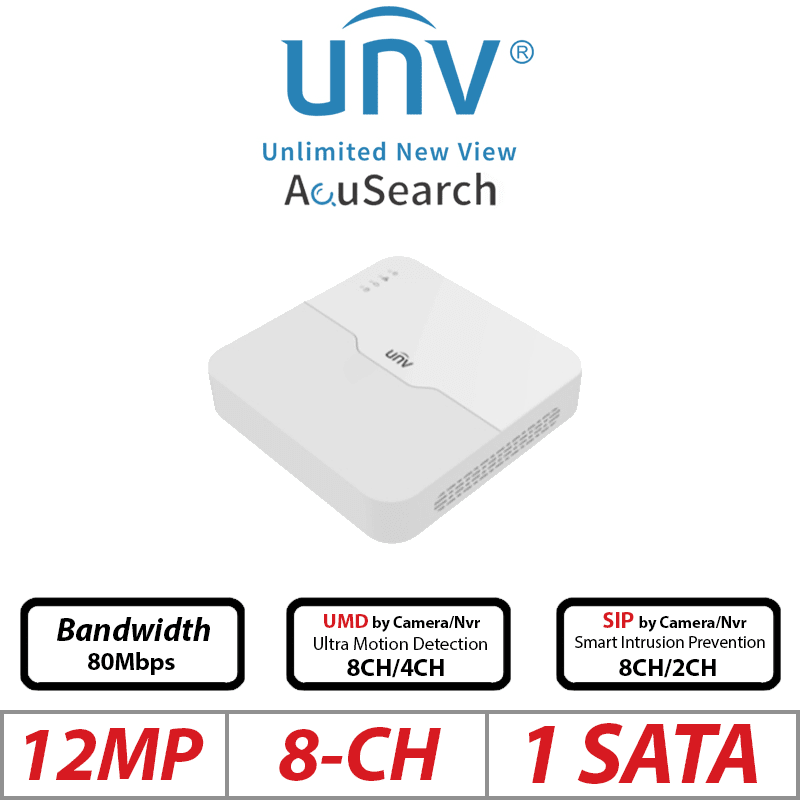 NVR301-08B-LP8-IQ NVR 8CH POE 12MP 1HDD SIP Y UMD 10TB H.265+ ONVIF Smart Intrusion Prevention UÑV 0
