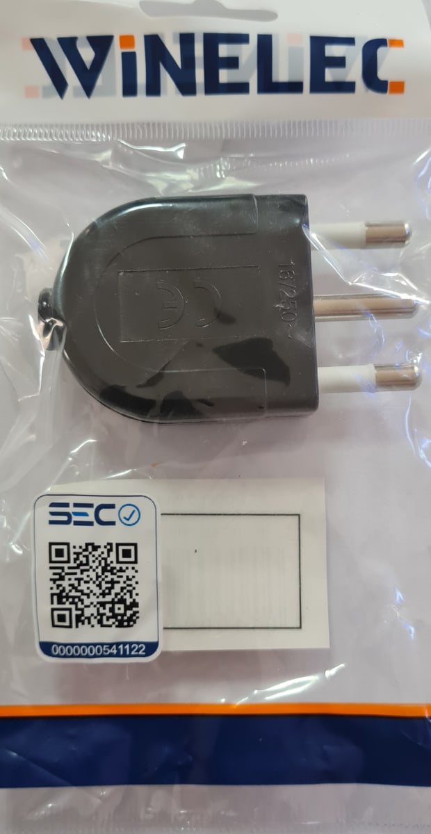 ENCHUFE MACHO RECTO 16A WI-MP12 250V 2P+T SEC NEGRO WINELEC2