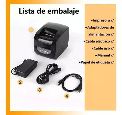 XP-365B Impresora Termica Etiqueta Resolution Print width,16~82mm,Printing speed MAX,152mm/s,4M,USB5
