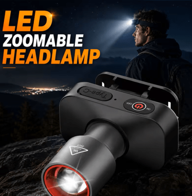 LINTERNA LED FFRONTAL RECARGABLE USB CON ZOOM 5W