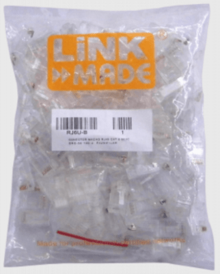 BOLSA 100 CONECTORES CRIMPEABLES RJ45 CAT6E P/UNIFILAR