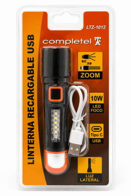LINTERNA RECARGABLE 10W USB CON ZOOM