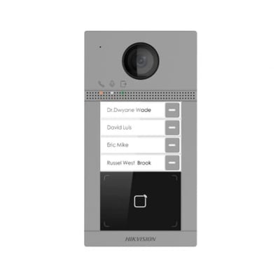 PLACA DE CALLE IP 2MP 4 BOTONES WIFI WEB LECTOR POE DS-KV8413-WME1 (C) HIKVISION