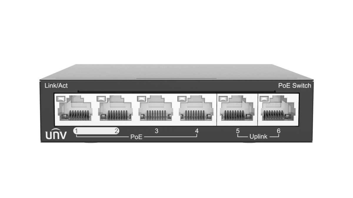 SWITCH POE 4FAST/4POE UNIVIEW NSW2020-6T-POE-IN 60W MODE EXTENDED 250MT2