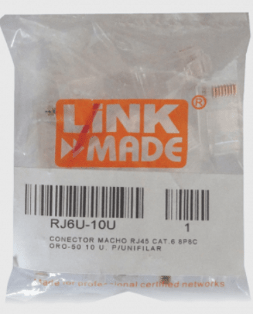 BOLSA 10 CONECTORES CRIMPEABLES RJ45 CAT6E P/UNIFILAR1