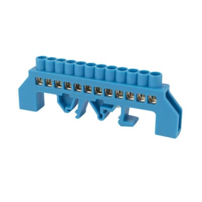 Regleta Conexion Riel Din 12 contactos C/PVC Azul