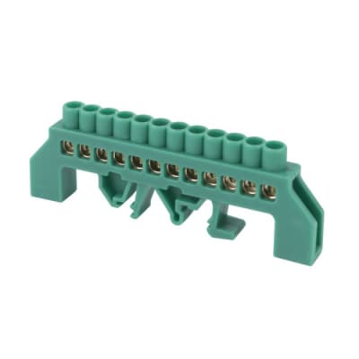 Regleta Conexion Riel Din 12 contactos C/PVC Verde