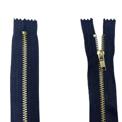 Cierre Bronce #5 Fijo 18 cm Azul Marino (10 und)1