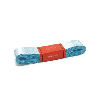 Cinta Raso Celeste (Punto Blanco) 25MM (10 Mts) Paq. 5 UND1