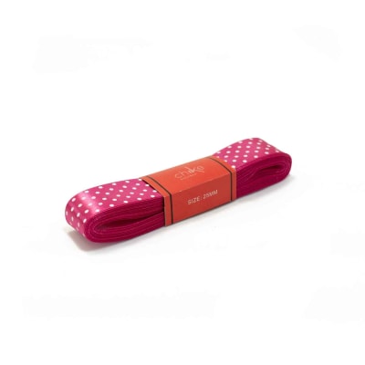 Cinta Raso Fucsia (Punto Blanco) 25MM (10 Mts) Paq. 5 UND1