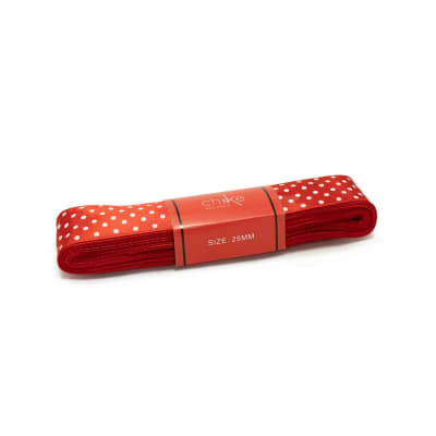 Cinta Raso Rojo (Punto Blanco) 25MM (10 Mts) Paq. 5 UND1