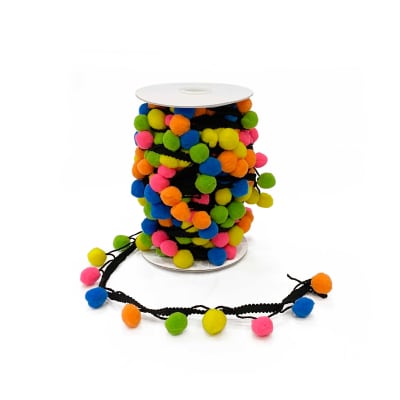 Pom Pom MULTICOLOR NEGRO Tira (15 Metros)1