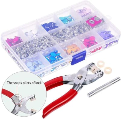 Set De Remachadora + 200 Broches Botones Snap Metal Colores1
