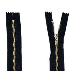 Cierre Bronce #5 Fijo 18 CM Negro (10 und)