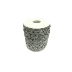 Pasamanería Gusano METALIZADO PLATA 10MM (Rollo 30 Mts)