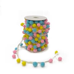 Pom Pom MULTICOLOR PASTEL Tira (15 Metros)