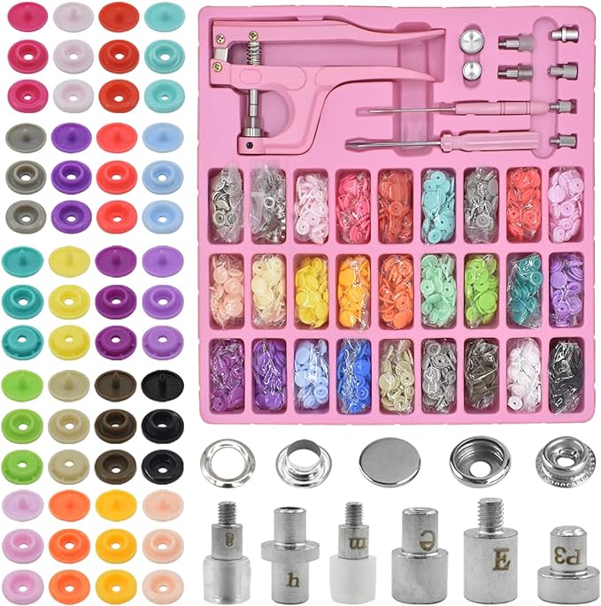 Set Maquina Ojetilladora Incluye 300 Botones Snap Broches3