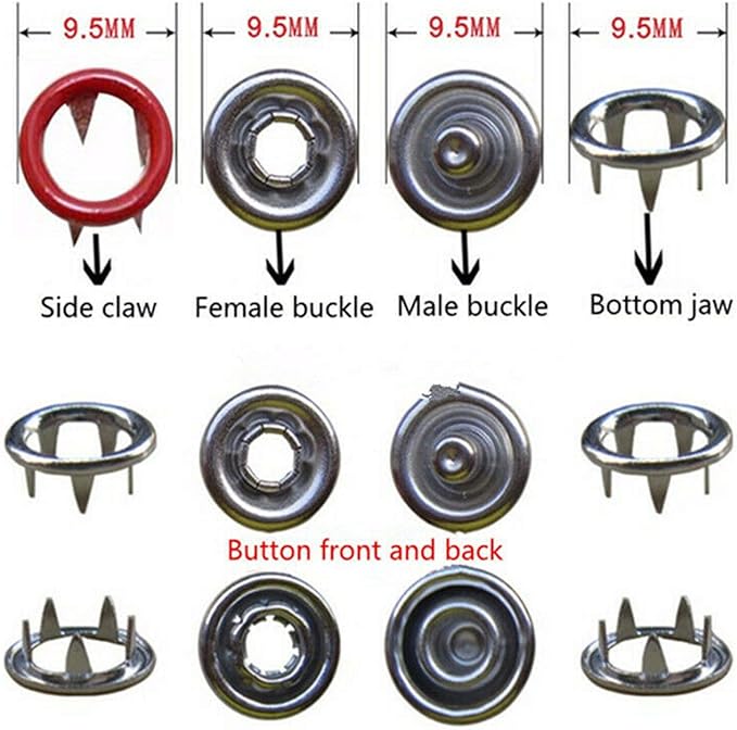 Set De Remachadora + 200 Broches Botones Snap Metal Colores4