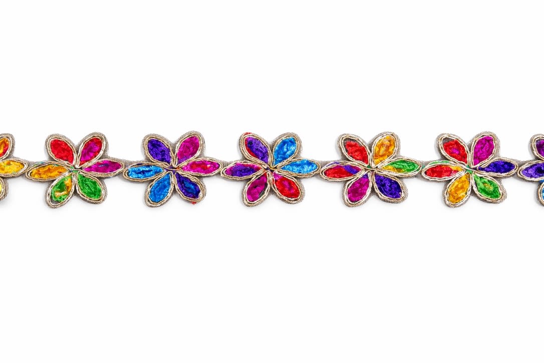 6371-0246 Adorno Flor Grande Colores 6.5cm.Rollo 10yds. 1