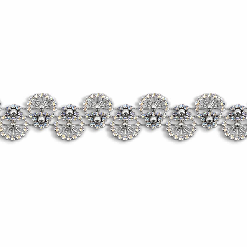 Adorno Fantasía Plata 30mm 5yds 1