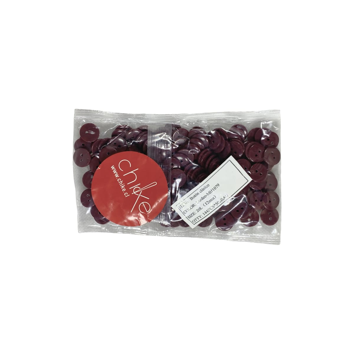 botón clásico (20 L-12 mm)144 unid. Burdeo1