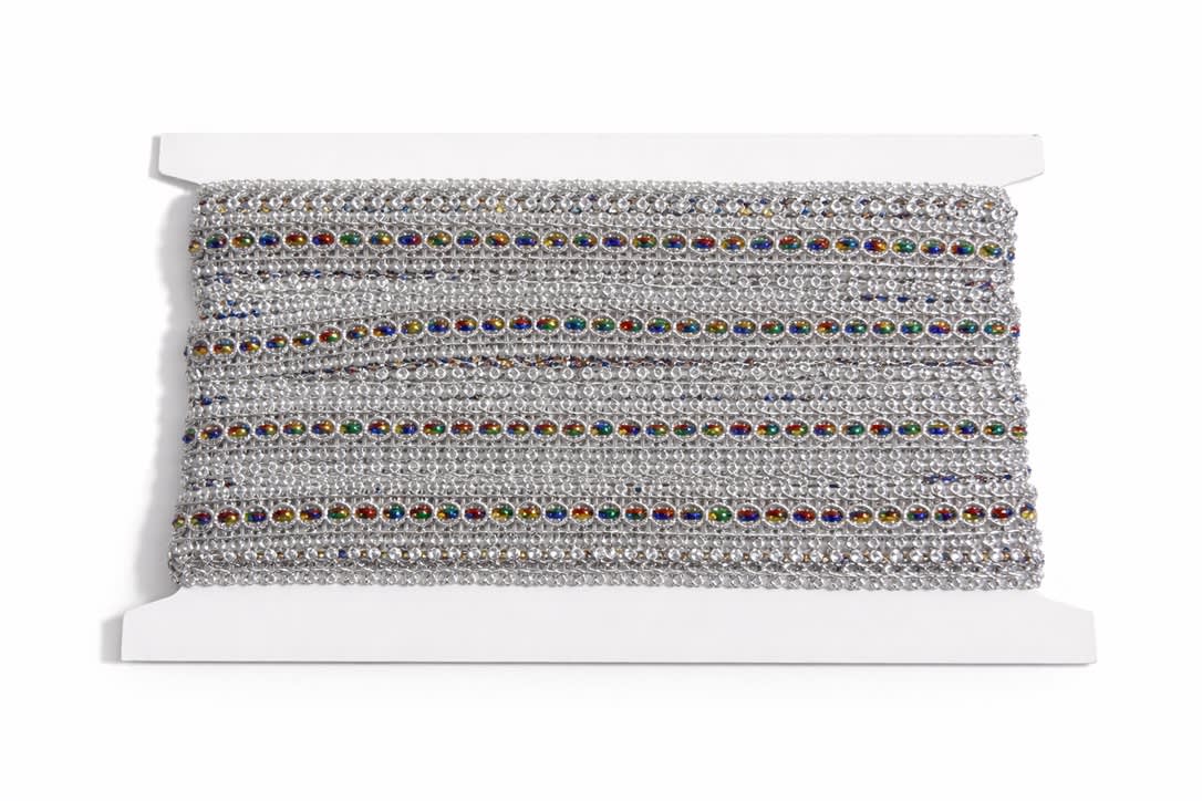 Pasamaneria Metalizado Multicolor Plata 12mm 10 Yardas 0