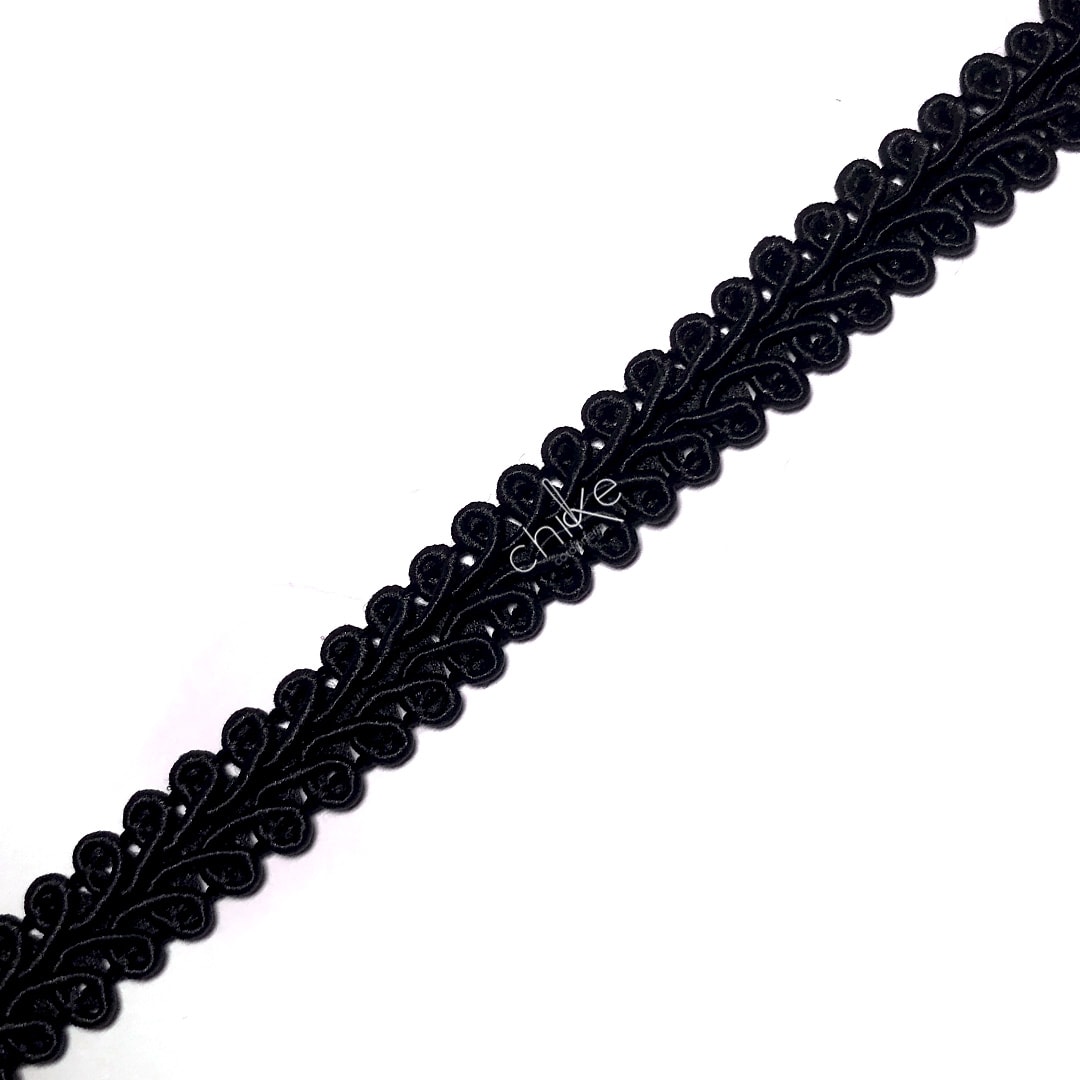 Pasamanería Trenza Mediano 15MM NEGRO (10 Mts)2