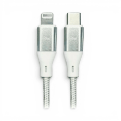 Cable Mlab MFi Certificado USB-C a Lightning Carga Rápida PD Carga y Datos 1 Metro Plata
