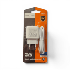 Cargador Hoco CS53A 25W Puerto USB-C Carga Rápida PD Sin Cable Blanco