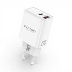 Cargador Motomo PD-L25 25W GaN Doble Puerto USB-C y USB-A Carga Rápida PD QC 3.0 con Cable Type-C Bl