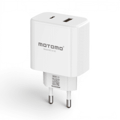 Cargador Motomo MO-313C 25W Doble Puerto USB-C y USB-A QC3.0 Certificado SEC Blanco