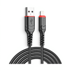 Cable Hoco X59 Victory USB-A a Lightning 2.4A Nylon Trenzado Carga y Datos 2 Metros Negro