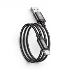 Cable Hoco X89 Wind USB-A a USB-C 3A Nylon Trenzado Carga y Datos 1 Metro Negro