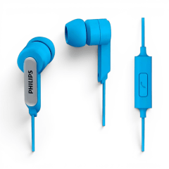 Audífonos con Cable Philips SHE1405 In Ear Jack 3.5mm Driver Neodimio 8.6mm con Micrófono Azul